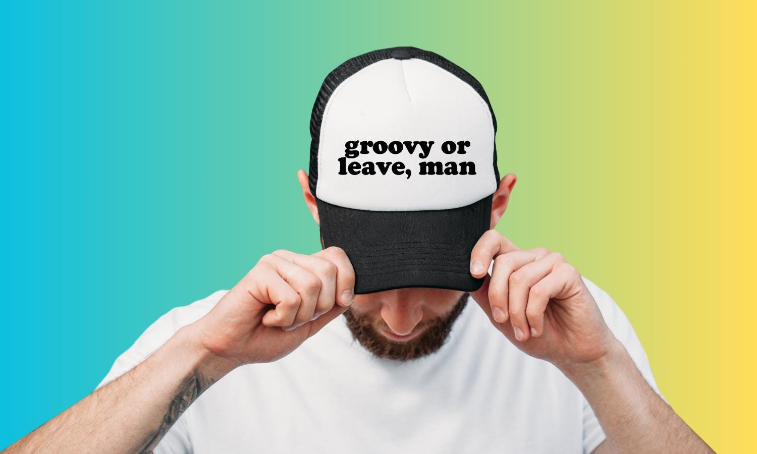 Groovy Or Leave, Man Custom Trucker Hat