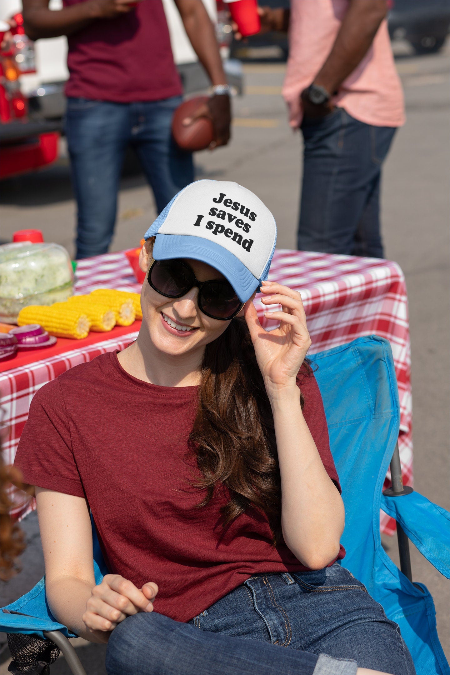 Jesus Saves I Spend Custom Trucker Hat