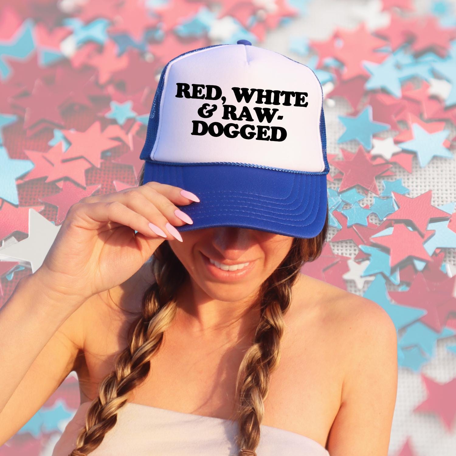 Red, White & Raw Dogged Custom Trucker Hat